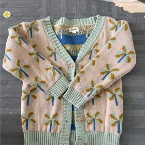 Oeuf kids green plan tree long sleeve Cardigan